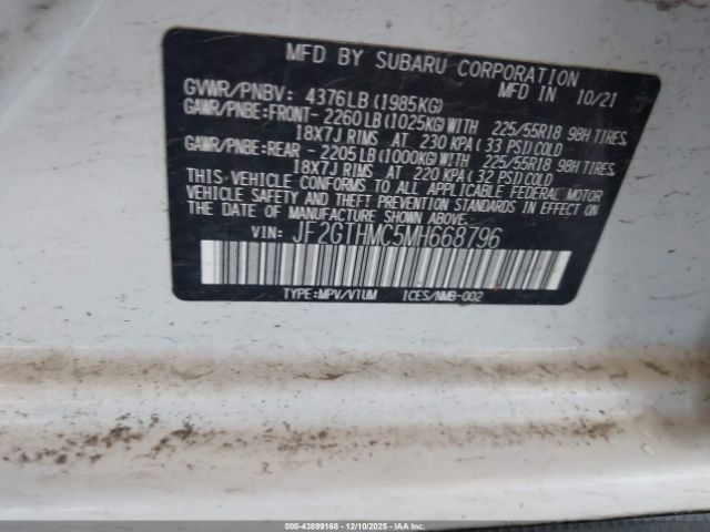 2021 SUBARU CROSSTREK JF2GTHMC5MH668796 Photo 8