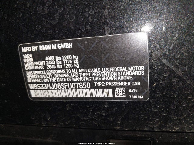 WBS33HJ06SFU07850 BMW M3 Competition Xdrive