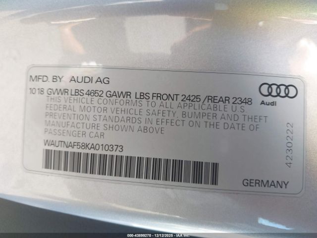 2019 AUDI A5 WAUTNAF58KA010373 Photo 8