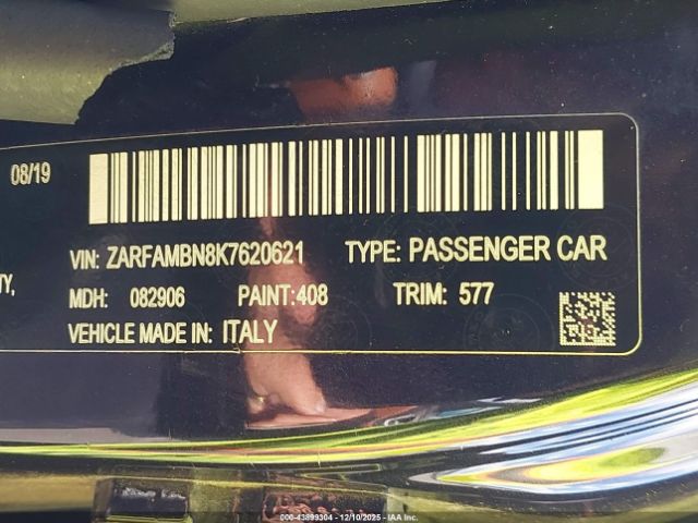 2019 ALFA ROMEO GIULIA ZARFAMBN8K7620621 Photo 8