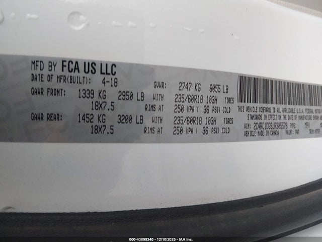 43899340 :رقم المزاد ، 2C4RC1DG9JR305578 vin ، 2018 Chrysler Pacifica Touring مزاد بيع