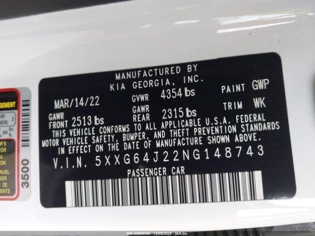 2022 KIA K5 5XXG64J22NG148743 Photo 8