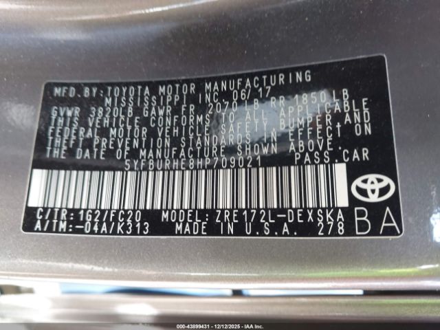 2017 TOYOTA COROLLA 5YFBURHE8HP709021 Photo 8