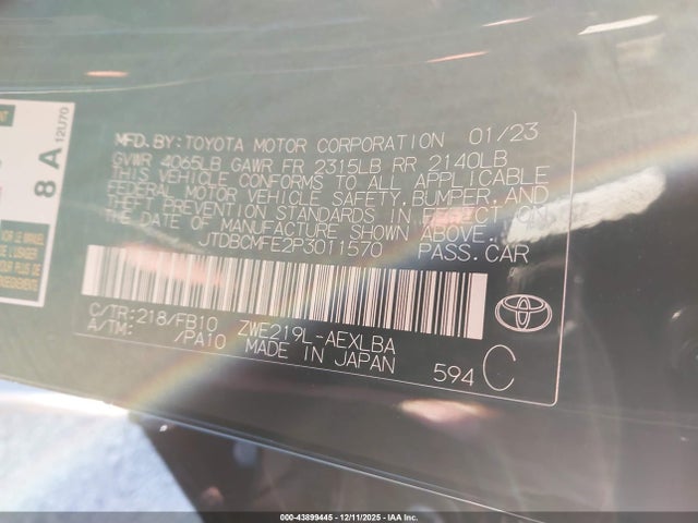 Toyota Corolla Hybrid Le 2023 JTDBCMFE2P3011570 Image 9