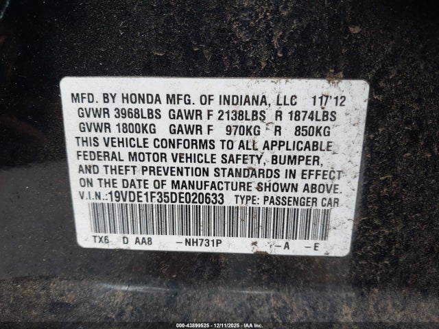 2013 ACURA ILX 19VDE1F35DE020633 Photo 8