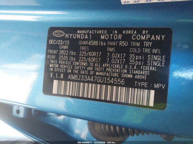 2016 HYUNDAI TUCSON KM8J33A47GU154556 Photo 8