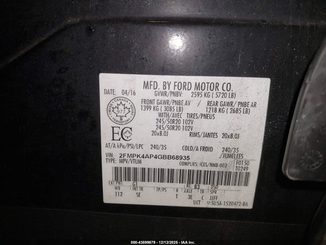 2016 FORD EDGE 2FMPK4AP4GBB68935 Photo 8