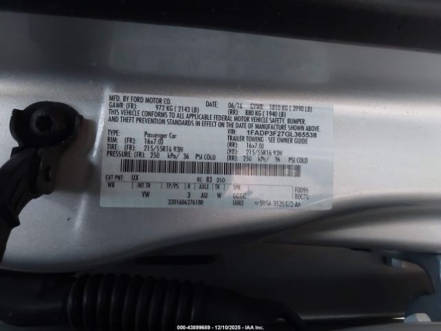 2016 FORD FOCUS 1FADP3F27GL365538 Photo 8