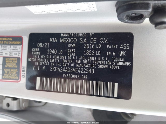 2021 KIA RIO 3KPA24AD3ME422543 Photo 8