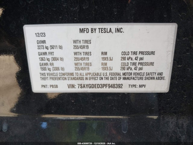 2023 TESLA MODEL Y 7SAYGDED3PF948392 Photo 8