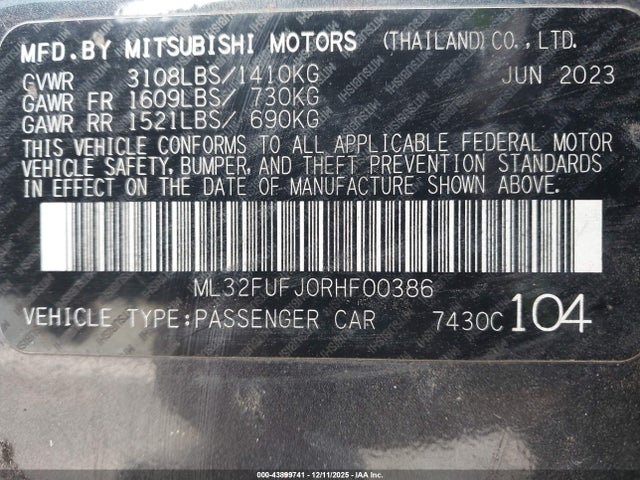 2024 MITSUBISHI MIRAGE G4 ML32FUFJ0RHF00386 Photo 8