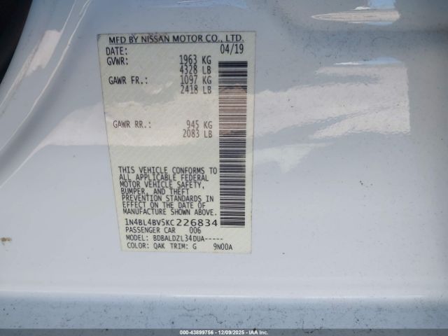 2019 NISSAN ALTIMA 1N4BL4BV5KC226834 Photo 8
