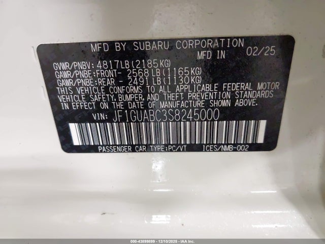 Subaru Impreza Base 5-door 2025 JF1GUABC3S8245000 Image 9