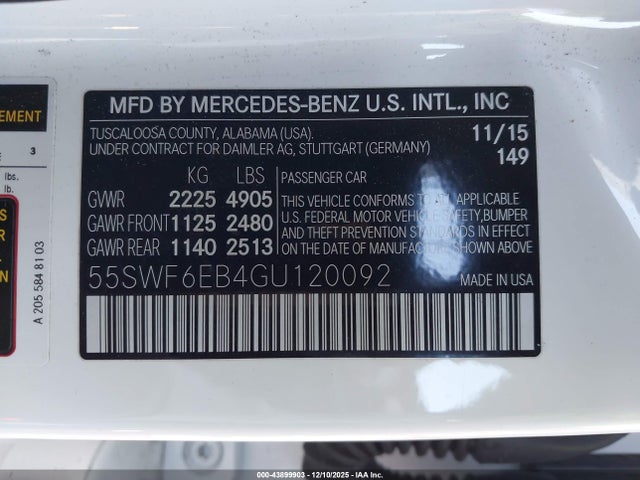 2016 MERCEDES-BENZ C 450 AMG 55SWF6EB4GU120092 Photo 8