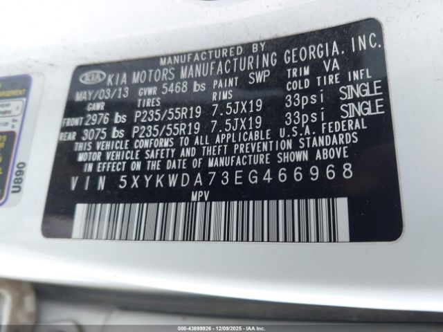 2014 KIA SORENTO 5XYKWDA73EG466968 Photo 8