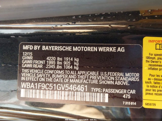 Продажа на аукционе авто 2016 Bmw 228i, vin: WBA1F9C51GV546461, номер лота: 43899953