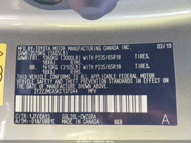 2019 LEXUS RX 2T2ZZMCA5KC137044 Photo 8