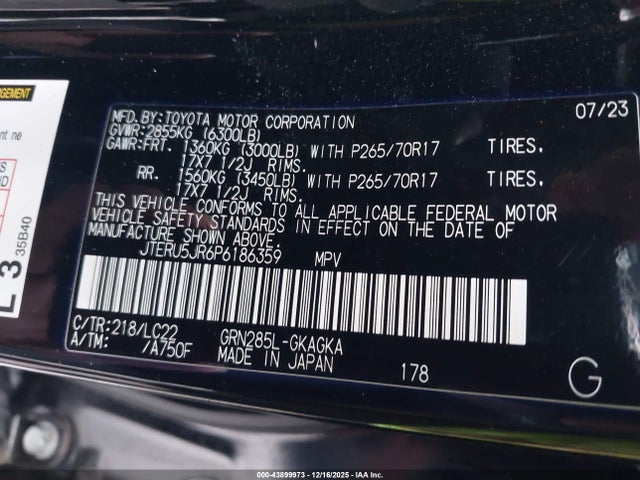 JTERU5JR6P6186359 Toyota 4runner Trd Off Road Premium