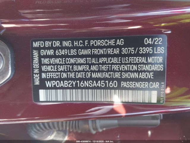 2022 PORSCHE TAYCAN WP0AB2Y16NSA45160 Photo 8
