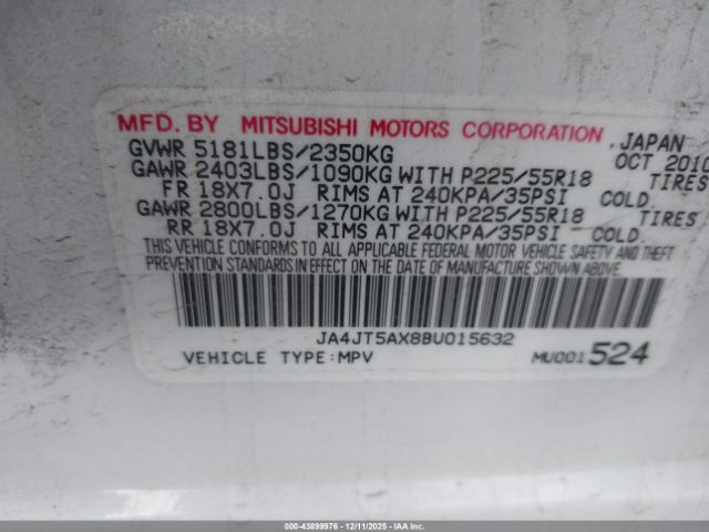 2011 MITSUBISHI OUTLANDER JA4JT5AX8BU015632 Photo 8