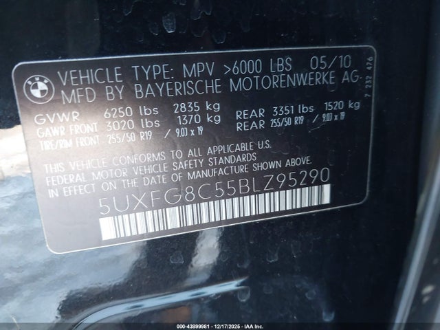 Aukcja sprzedaży 2011 Bmw X6 Xdrive50i, vin: 5UXFG8C55BLZ95290, numer aukcji: 43899981