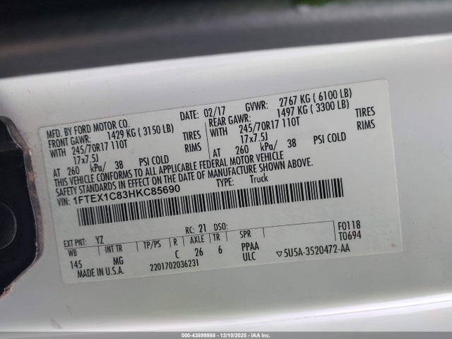 2017 FORD F-150 1FTEX1C83HKC85690 Photo 8