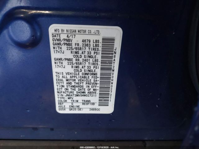 2017 NISSAN ROGUE JN8AT2MV0HW027211 Photo 8