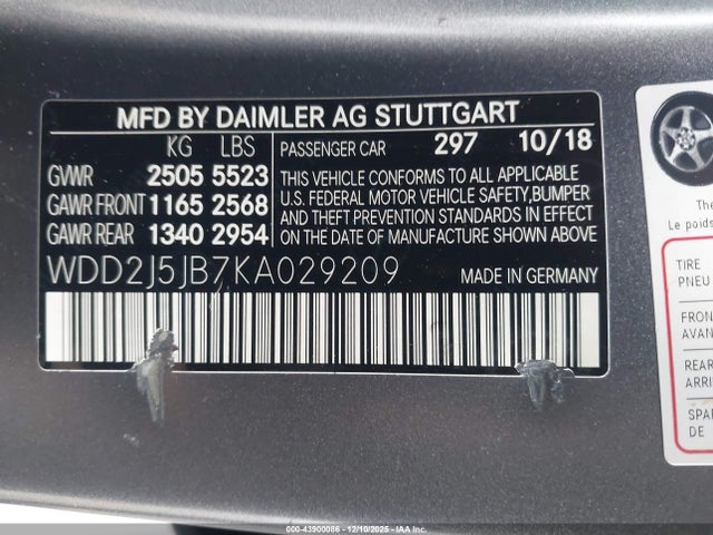 WDD2J5JB7KA029209 Mercedes-Benz CLS 450
