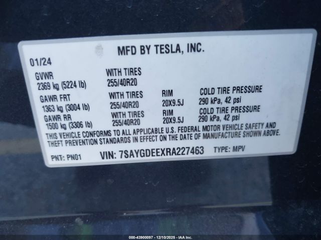 2024 TESLA MODEL Y 7SAYGDEEXRA227463 Photo 8