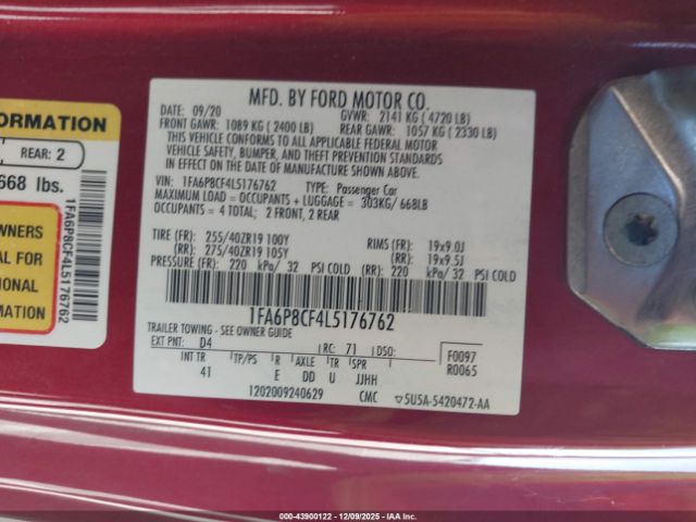 2020 FORD MUSTANG 1FA6P8CF4L5176762 Photo 8