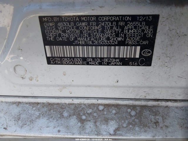 Aukcja sprzedaży 2014 Lexus Gs 350, vin: JTHBE1BL2E5033324, numer aukcji: 43900125