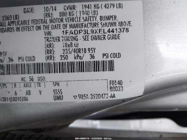 1FADP3L9XEL441378 Ford FOCUS ST