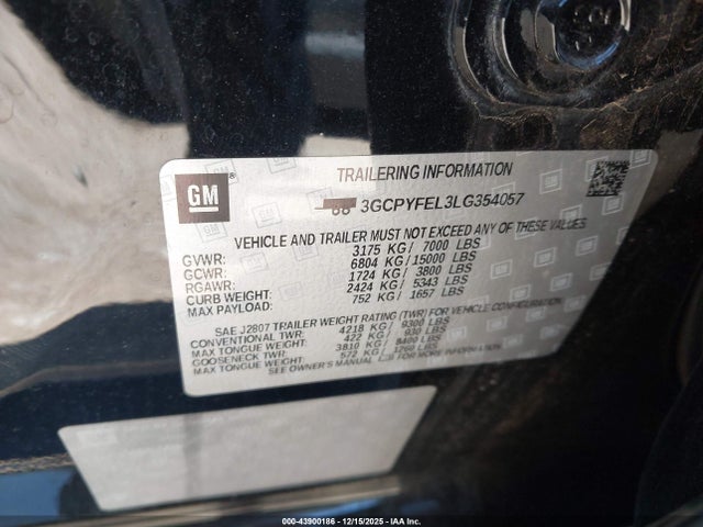 3GCPYFEL3LG354057 Chevrolet Silverado 1500 4wd Short Bed Lt Trail Boss