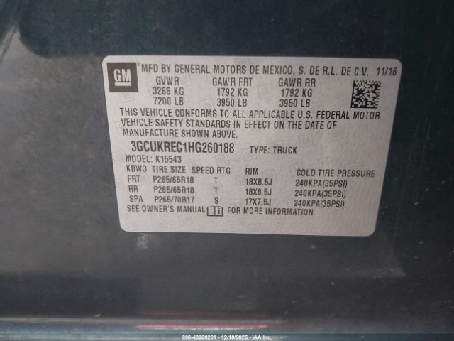 2017 CHEVROLET SILVERADO 1500 3GCUKREC1HG260188 Photo 8