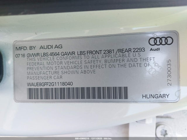 2016 AUDI A3 WAUE8GFF2G1118040 Photo 8