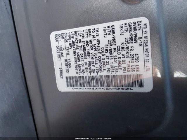 2019 NISSAN ROGUE JN8AT2MV1KW370410 Photo 8