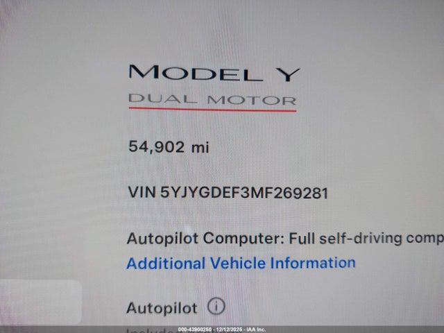 2021 TESLA MODEL Y 5YJYGDEF3MF269281 Photo 6