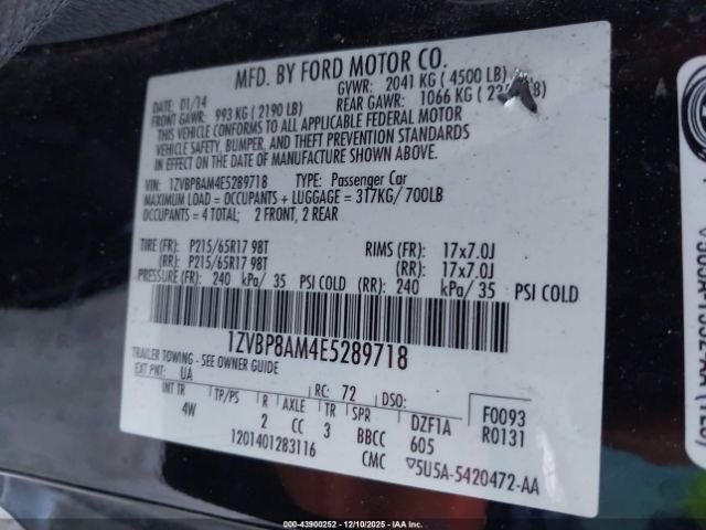 2014 FORD MUSTANG 1ZVBP8AM4E5289718 Photo 8