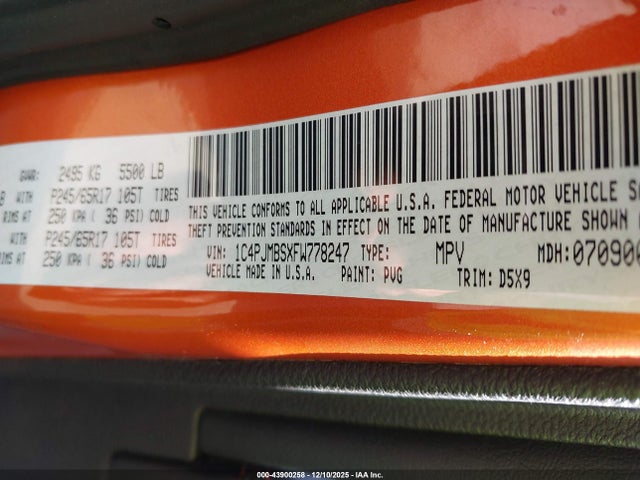 Jeep Cherokee Trailhawk 2015 1C4PJMBSXFW778247 Image 9