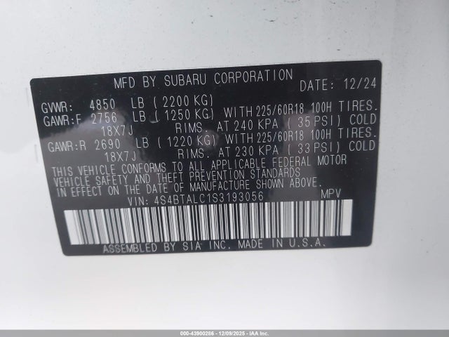 4S4BTALC1S3193056 Subaru Outback Onyx Edition