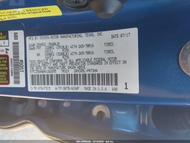 5TFCZ5AN0HX102895 Toyota Tacoma Trd Off Road