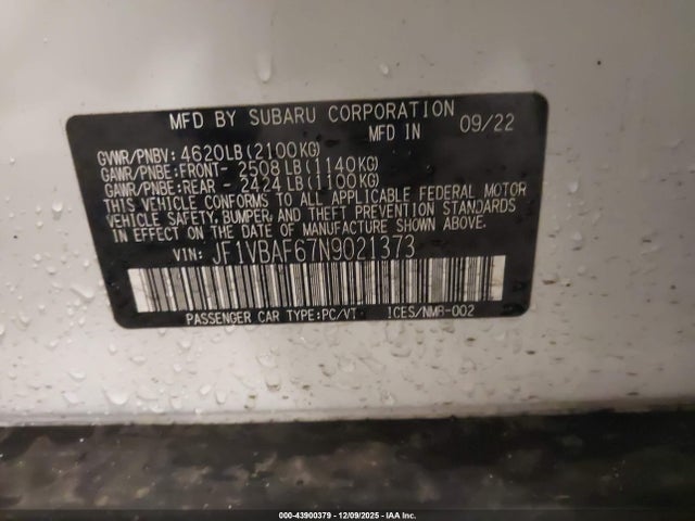 Subaru Wrx Premium 2022 JF1VBAF67N9021373 Image 9
