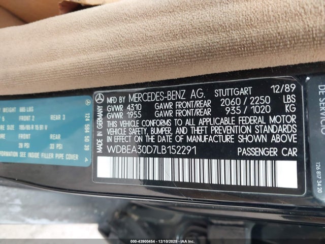 1990 MERCEDES-BENZ 300 WDBEA30D7LB152291 Photo 8
