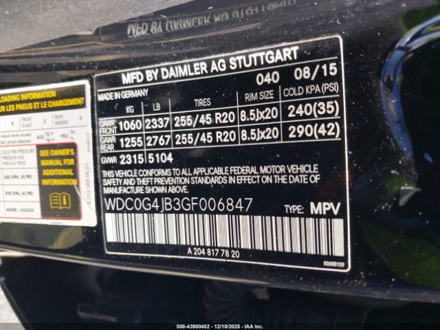 2016 MERCEDES-BENZ GLC 300 WDC0G4JB3GF006847 Photo 8