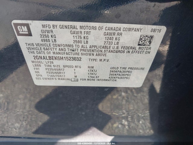Chevrolet EQUINOX LS 2017 2GNALBEK6H1523032 Image 9