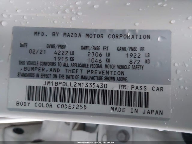 Mazda Mazda3 Preferred 2021 JM1BPBLL2M1335430 Image 9