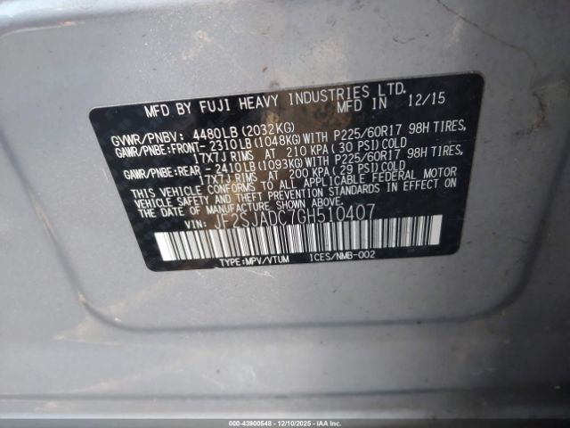 2016 SUBARU FORESTER JF2SJADC7GH510407 Photo 8