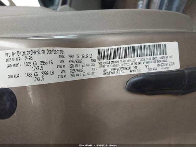 2005 JEEP GRAND CHEROKEE 1J4HR48N35C608241 Photo 8