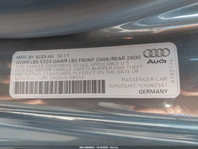2012 AUDI A7 WAU2GAFC1CN062541 Photo 8