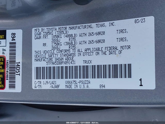 Toyota Tundra Platinum 2023 5TFNA5DB0PX091431 Image 9